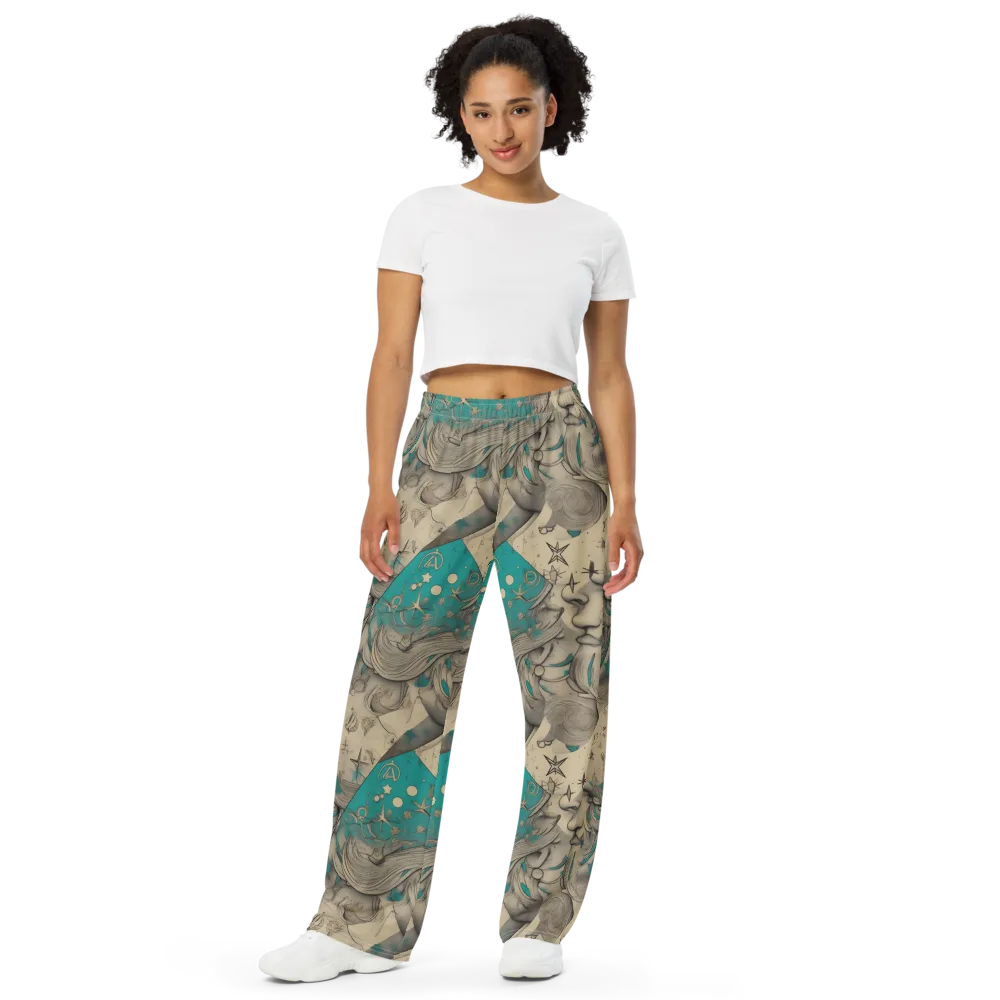 Turquoise Starlet on Wide-Leg Pants — Front