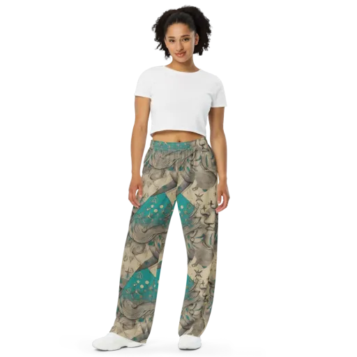 Turquoise Starlet on a Wide-Leg Pants