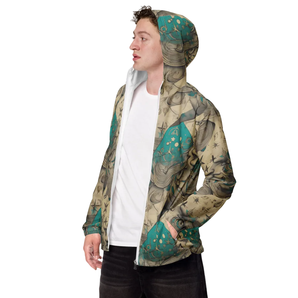 Turquoise Starlet on Men's Windbreaker — Left Front