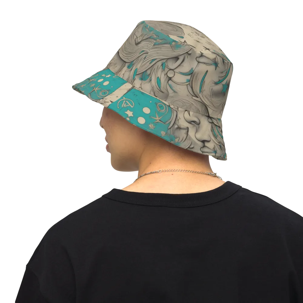 Turquoise Starlet on Reversible Bucket Hat — Back Inside