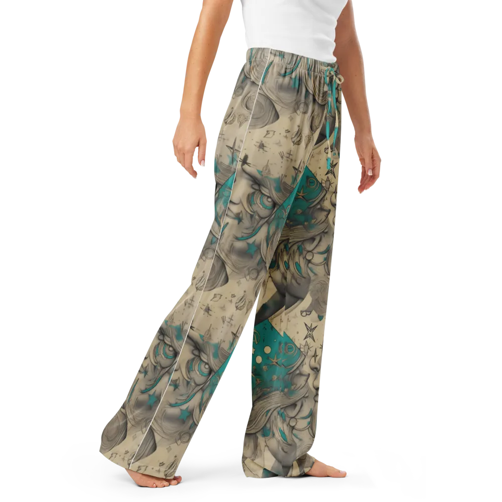 Turquoise Starlet on Women's Pajama Pants — Right Front
