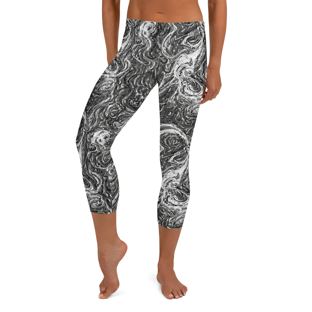 Nebulous Night on Capri Leggings — Front