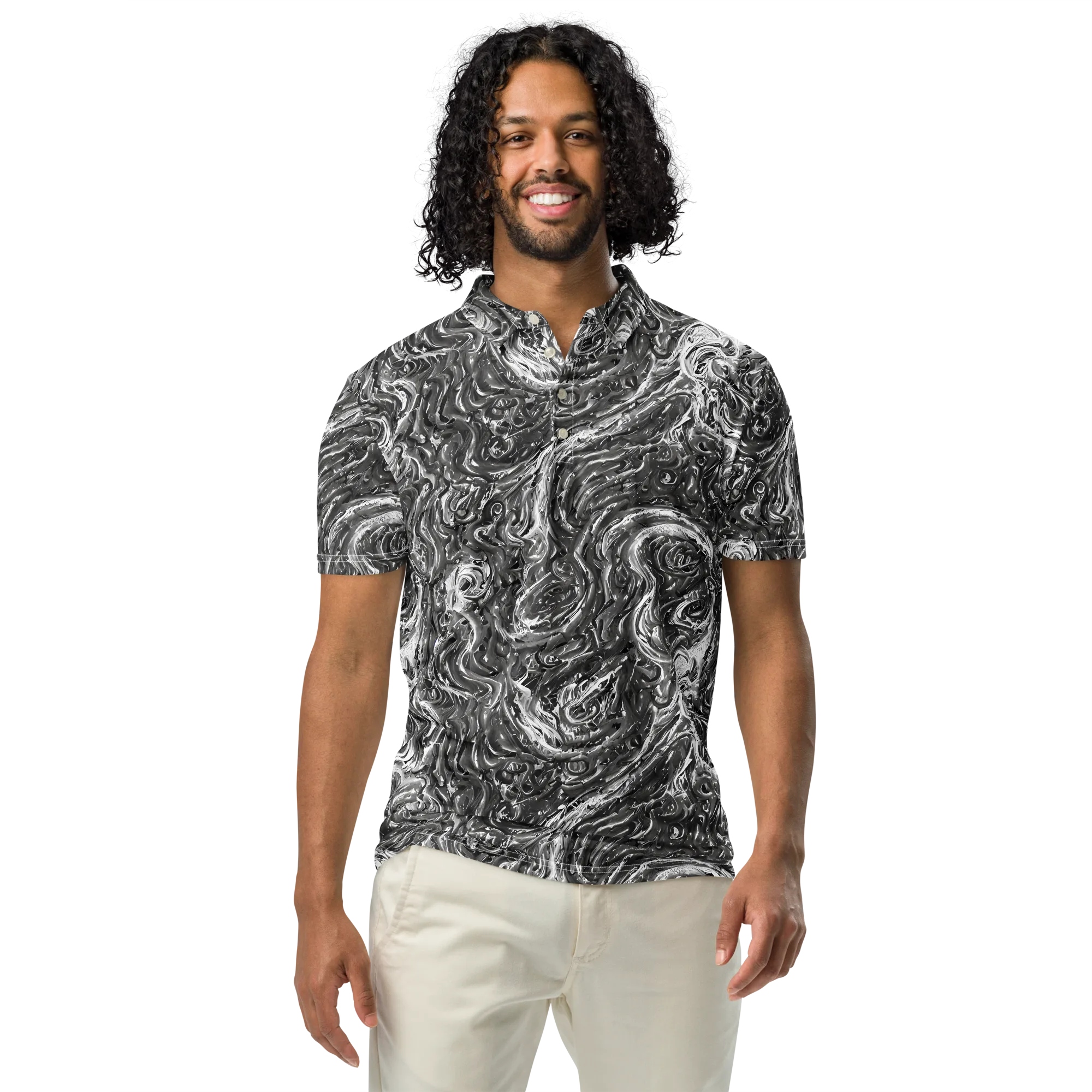 Nebulous Night on Men's Slim Fit Polo Shirt — Front