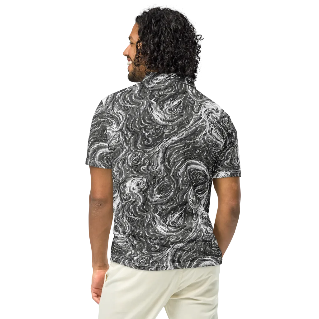 Nebulous Night on Men's Slim Fit Polo Shirt — Back