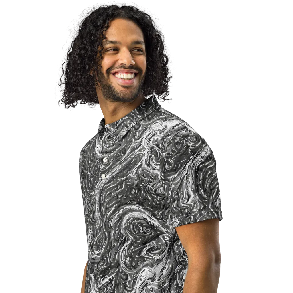 Nebulous Night on Men's Slim Fit Polo Shirt — Left Front