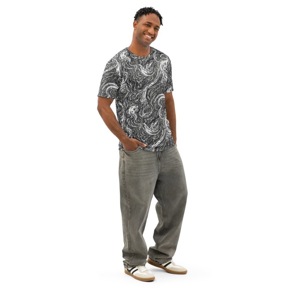Nebulous Night on Men's Cotton Crew Neck T-Shirt — Right Front
