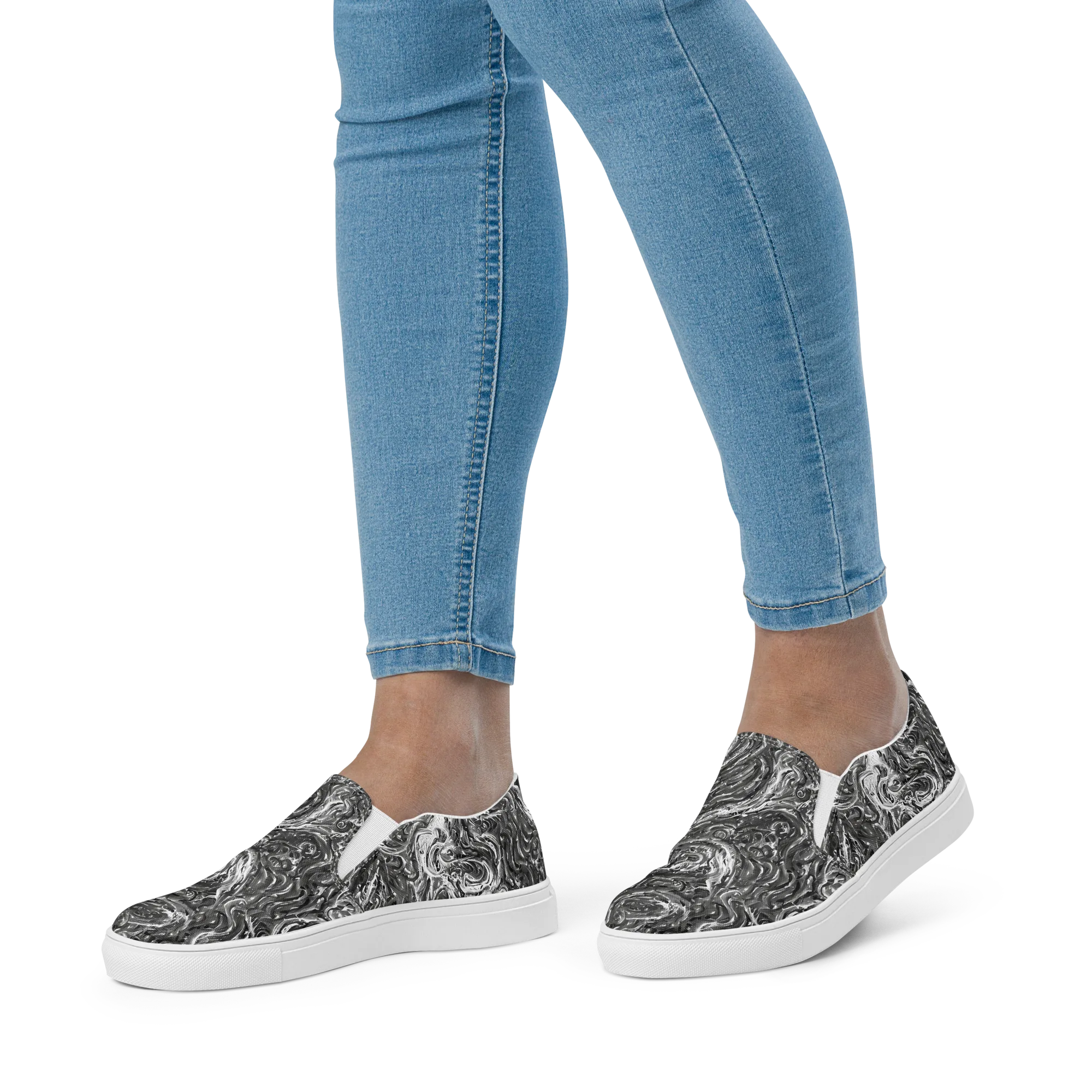 Nebulous Night on Women's Slip-On Canvas Shoes — Front