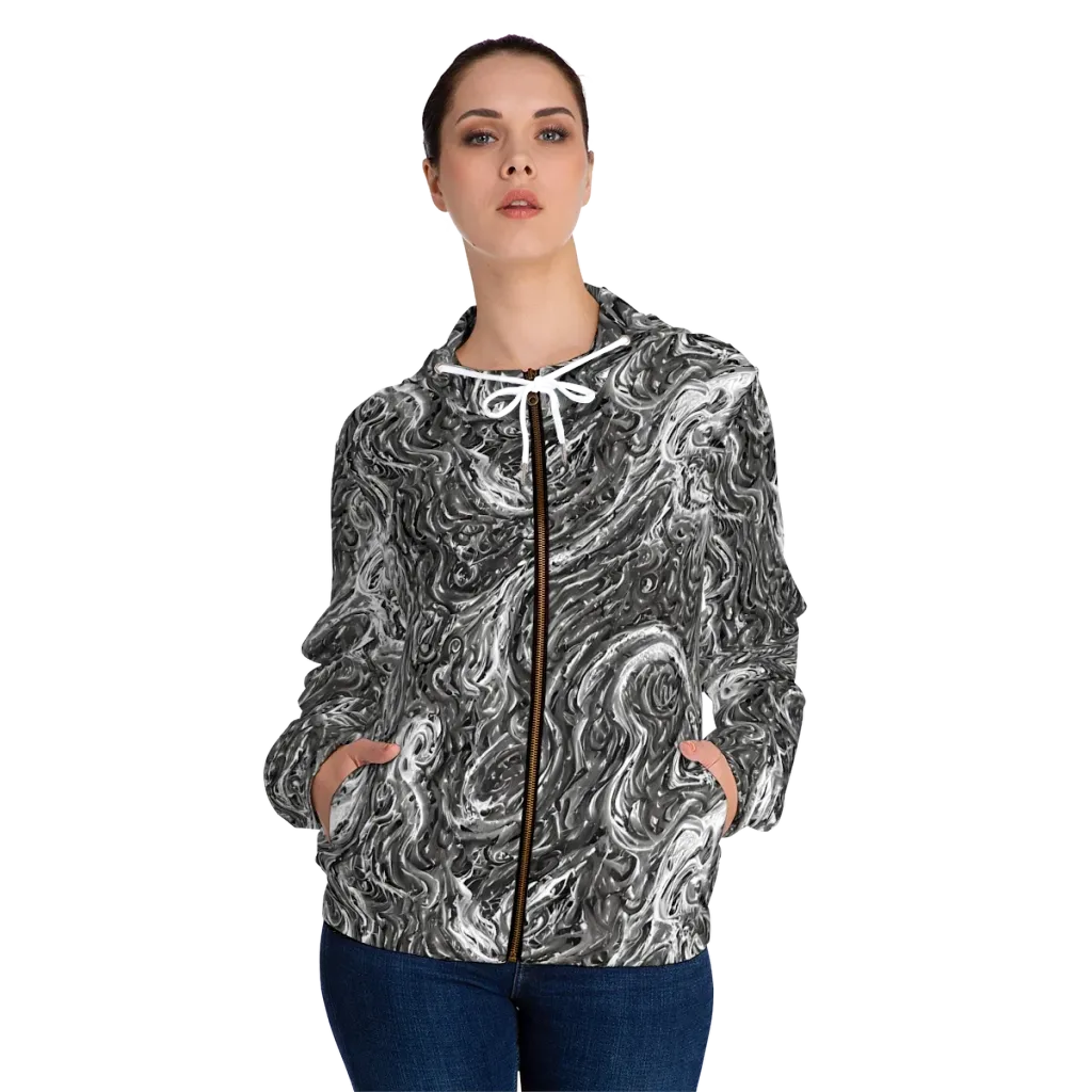 Nebulous Night on Women's Full-Zip Hoodie — Front On Person