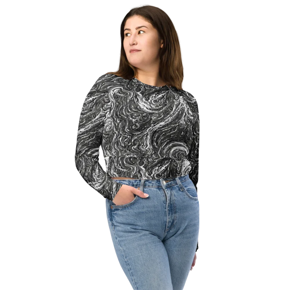 Nebulous Night on Long Sleeve Crop Top — Front