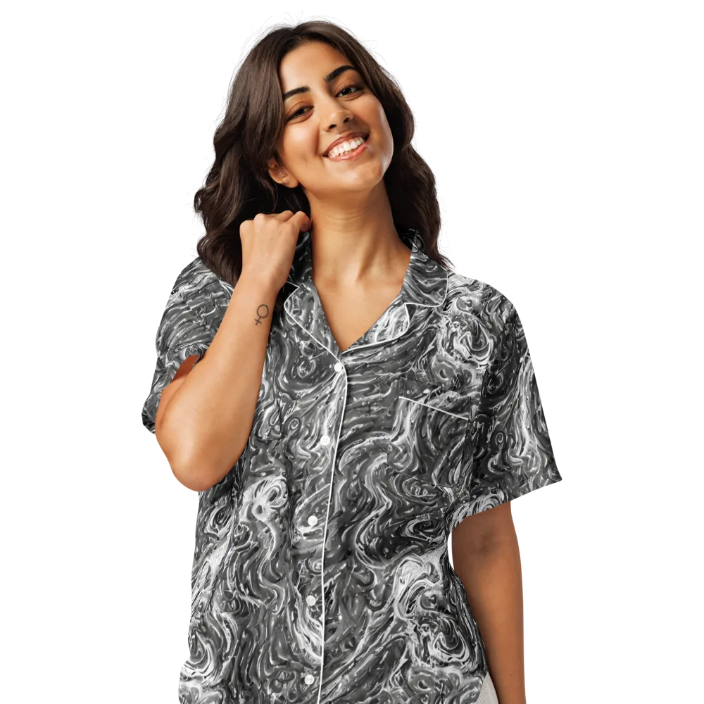 Nebulous Night on Women's Short Sleeve Pajama Top — Front