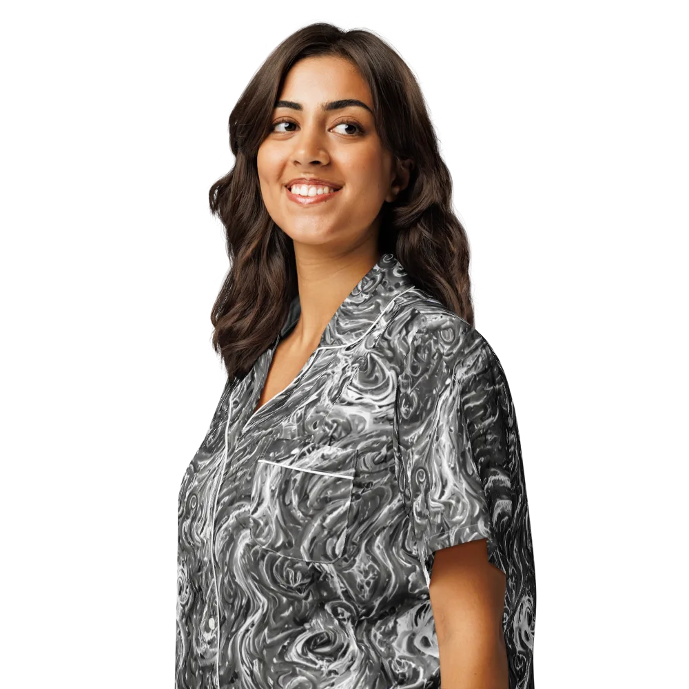 Nebulous Night on Women's Short Sleeve Pajama Top — Left Front