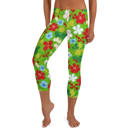 Verdant Gardenia on a Capri Leggings