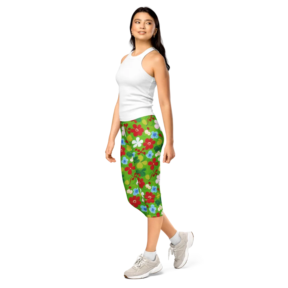 Verdant Gardenia on Capri Leggings — Left Front