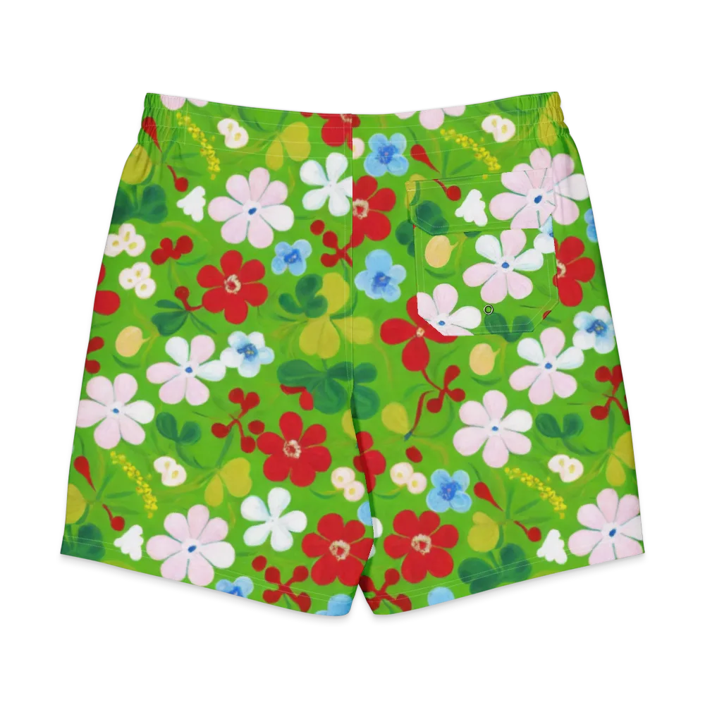 Verdant Gardenia on Men's Board Shorts — Back