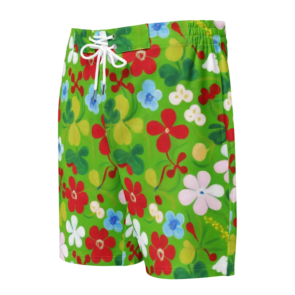 Verdant Gardenia on Men's Board Shorts — Front