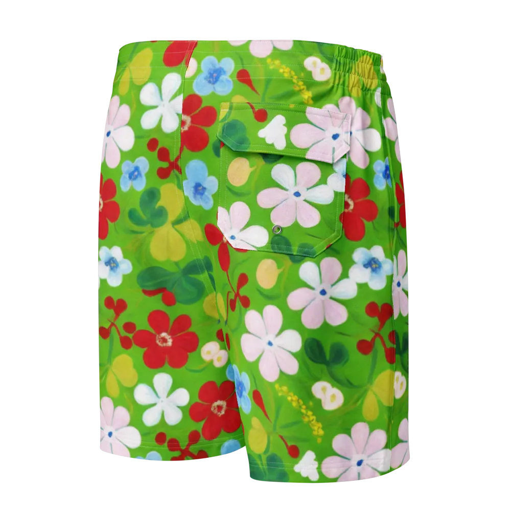 Verdant Gardenia on Men's Board Shorts — Back