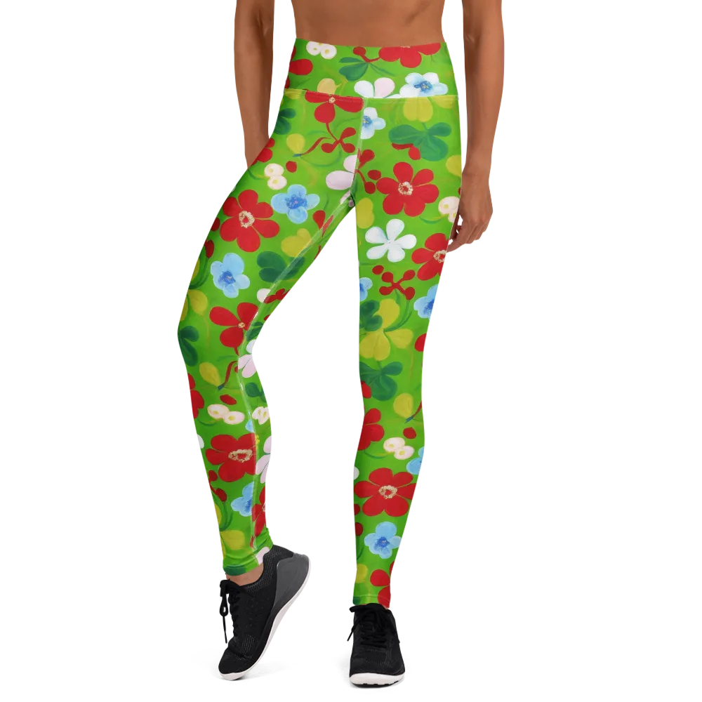 Verdant Gardenia on Yoga Leggings — Front