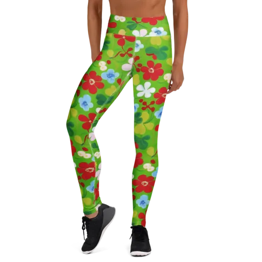Verdant Gardenia on a Yoga Leggings