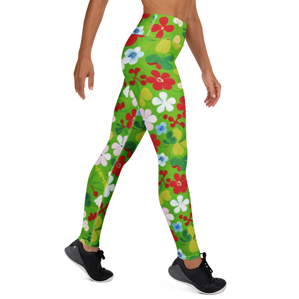 Verdant Gardenia on Yoga Leggings — Right