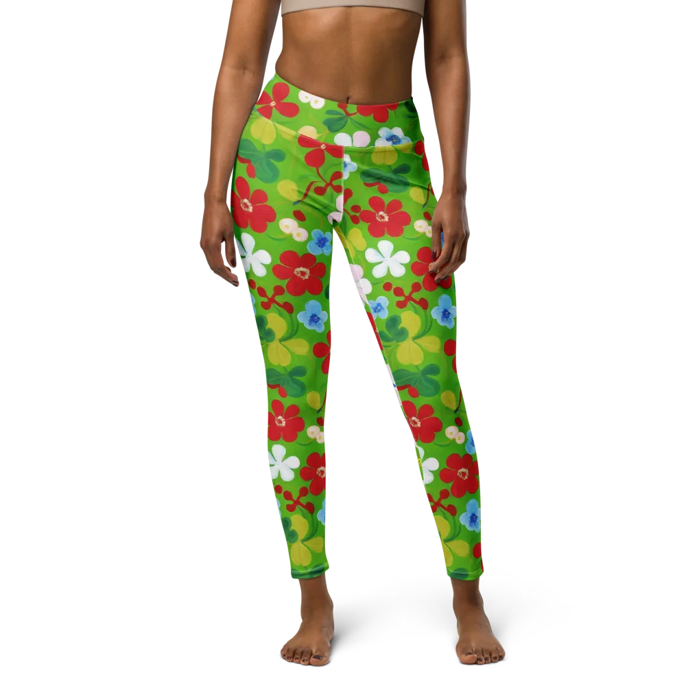 Verdant Gardenia on Yoga Leggings — Front