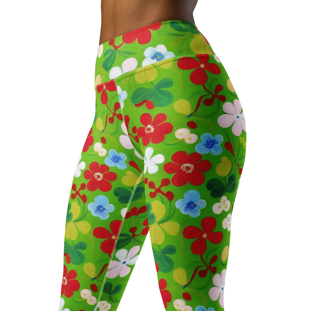 Verdant Gardenia on Yoga Leggings — Left Front