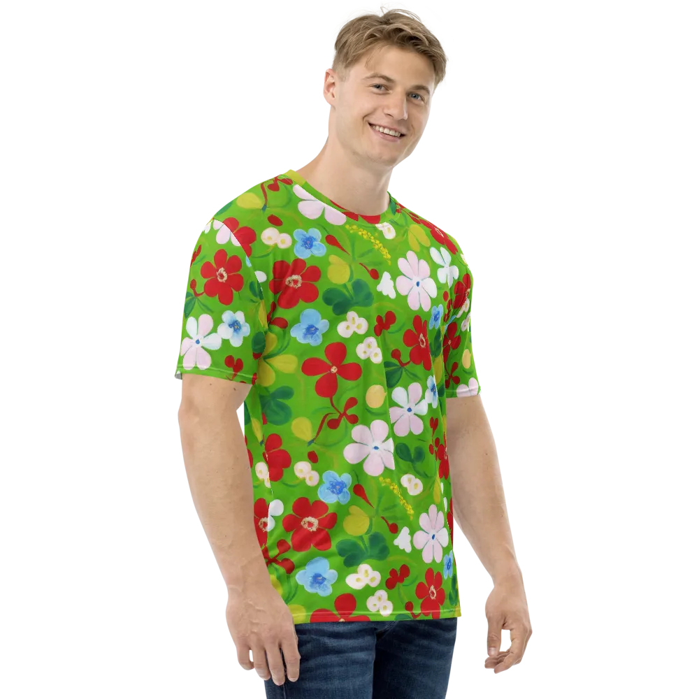 Verdant Gardenia on Men's Crew Neck T-Shirt — Right