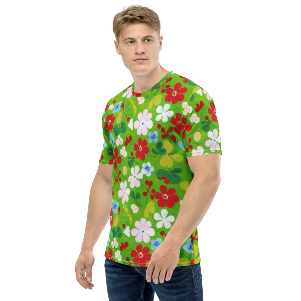 Verdant Gardenia on Men's Crew Neck T-Shirt — Left