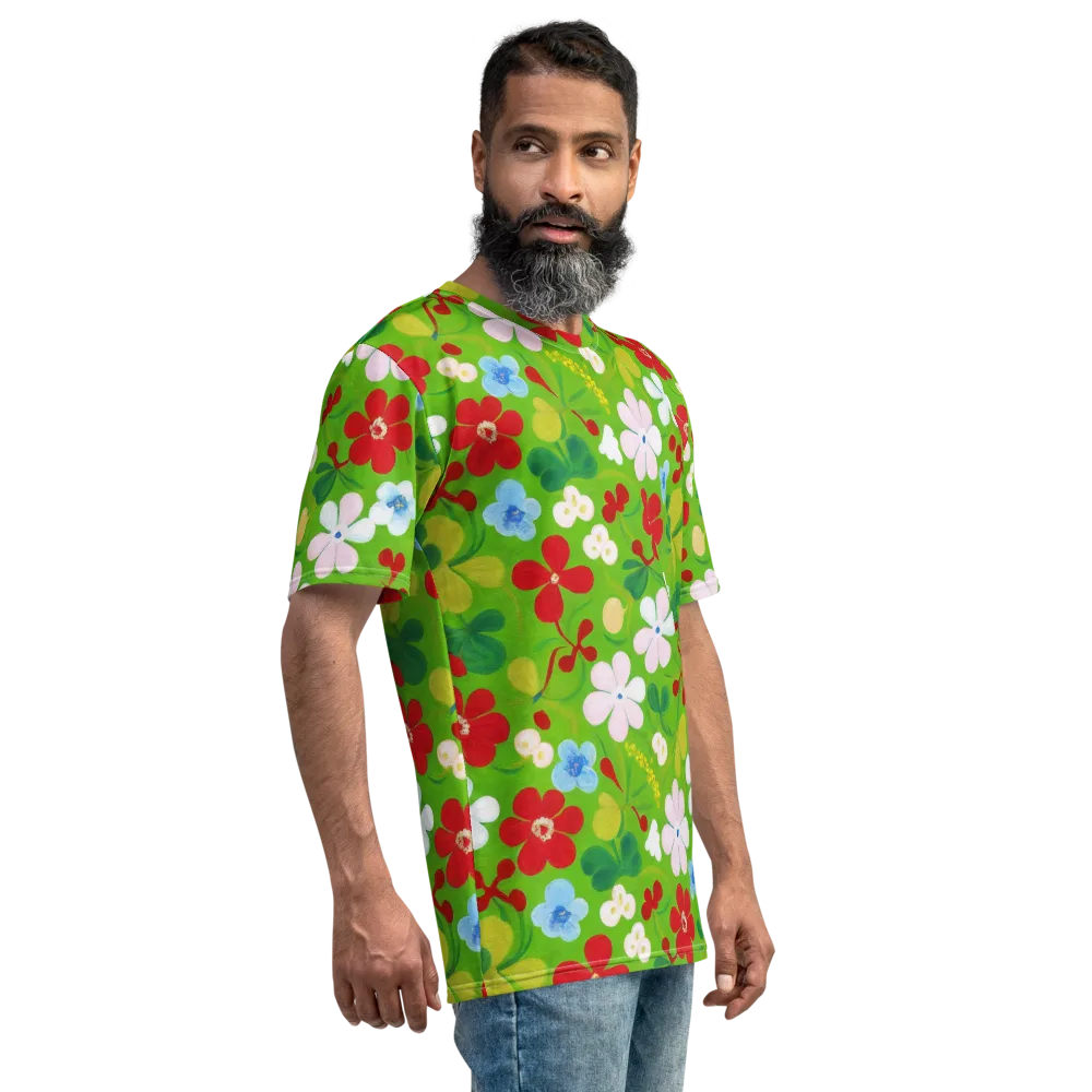 Verdant Gardenia on Men's Crew Neck T-Shirt — Right