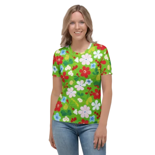 Verdant Gardenia on a Women's Crew Neck T-Shirt