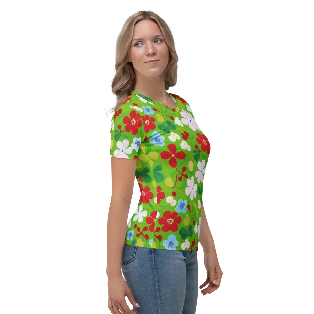 Verdant Gardenia on Women's Crew Neck T-Shirt — Right