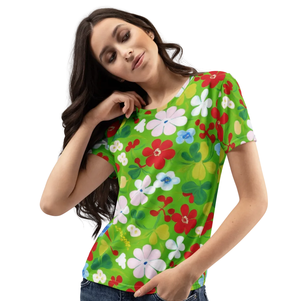 Verdant Gardenia on Women's Crew Neck T-Shirt — Left Front