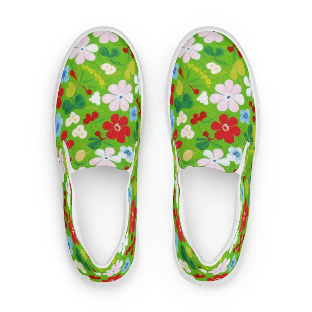 Verdant Gardenia on Men's Slip-On Canvas Shoes — Front