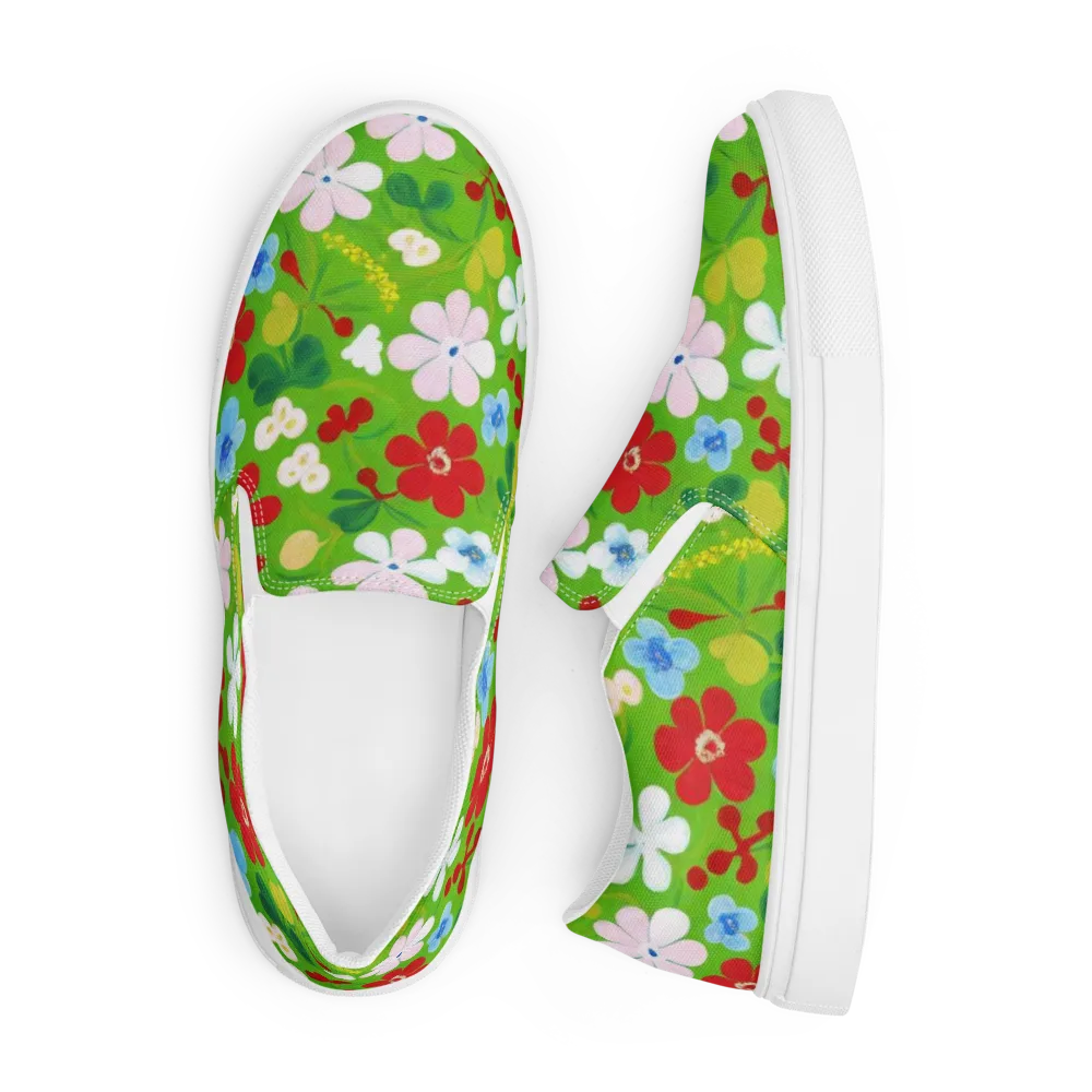 Verdant Gardenia on Men's Slip-On Canvas Shoes — Front