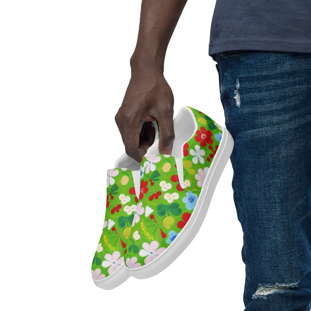 Verdant Gardenia on Men's Slip-On Canvas Shoes — Left Front
