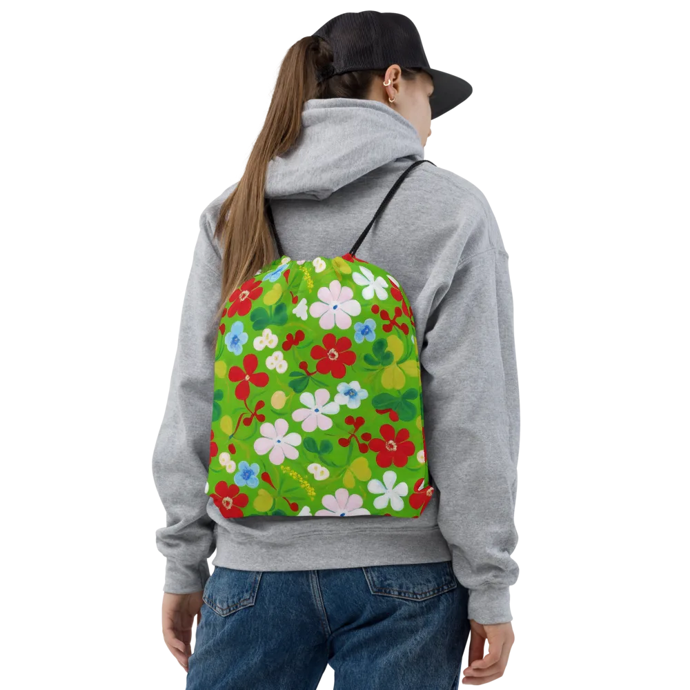 Verdant Gardenia on Drawstring Bag — Front