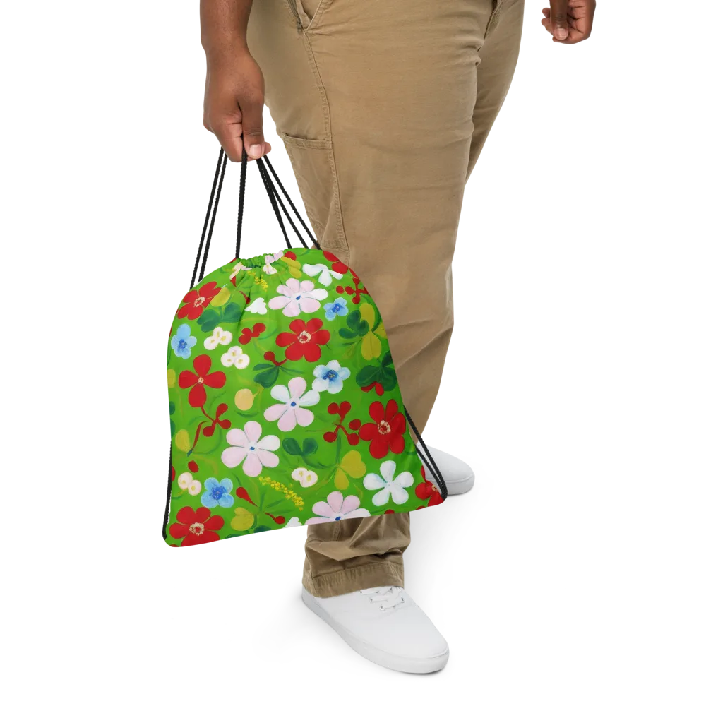 Verdant Gardenia on Drawstring Bag — Front