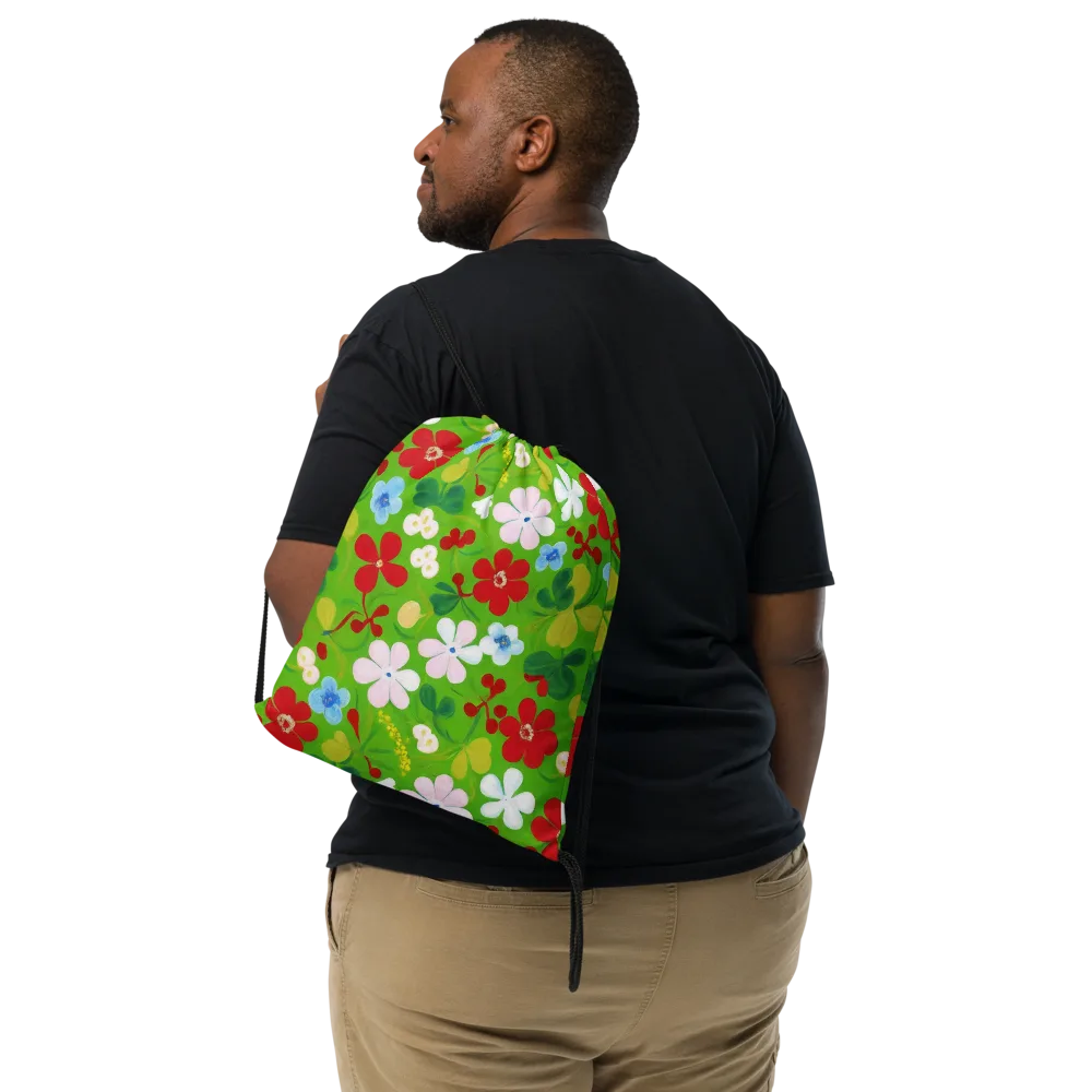 Verdant Gardenia on Drawstring Bag — Front