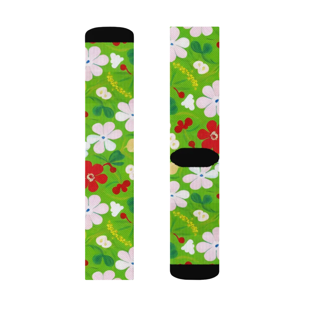 Verdant Gardenia on Socks — Left Sock