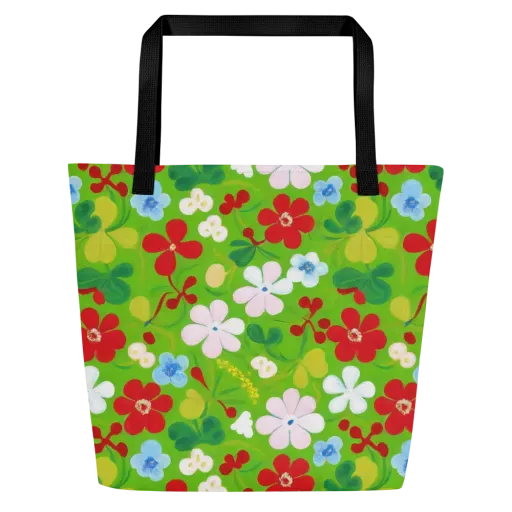 Verdant Gardenia on a Large Tote Bag W/ Pocket