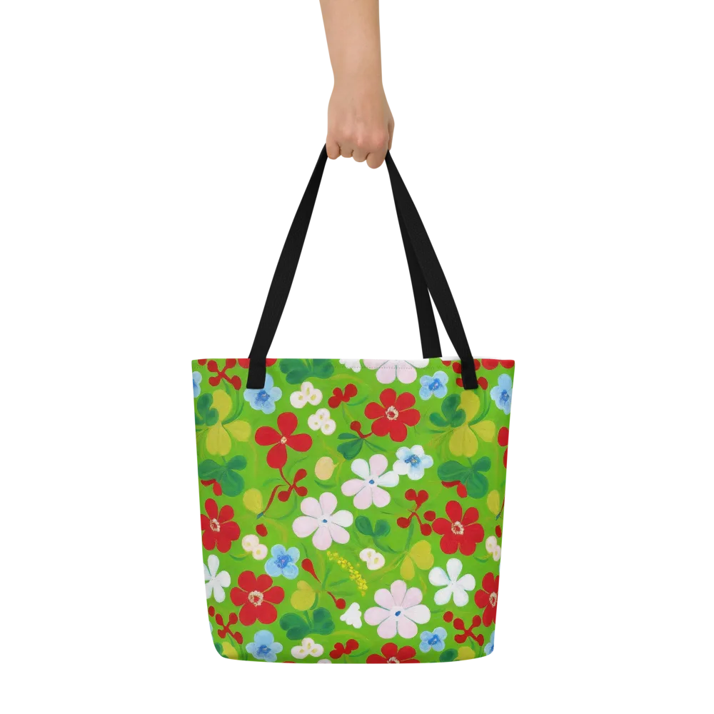 Verdant Gardenia on Large Tote Bag W/ Pocket — Front