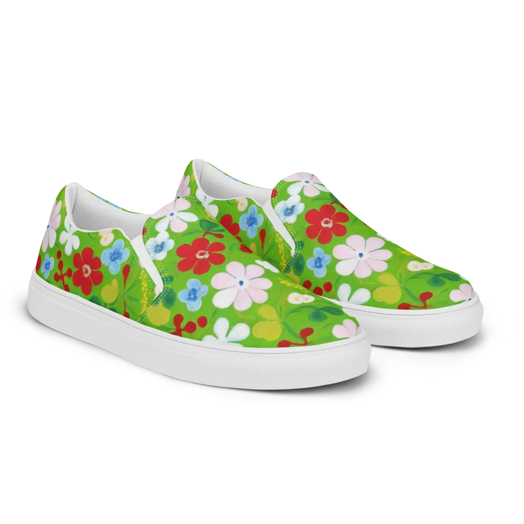 Verdant Gardenia on Women's Slip-On Canvas Shoes — Right Front