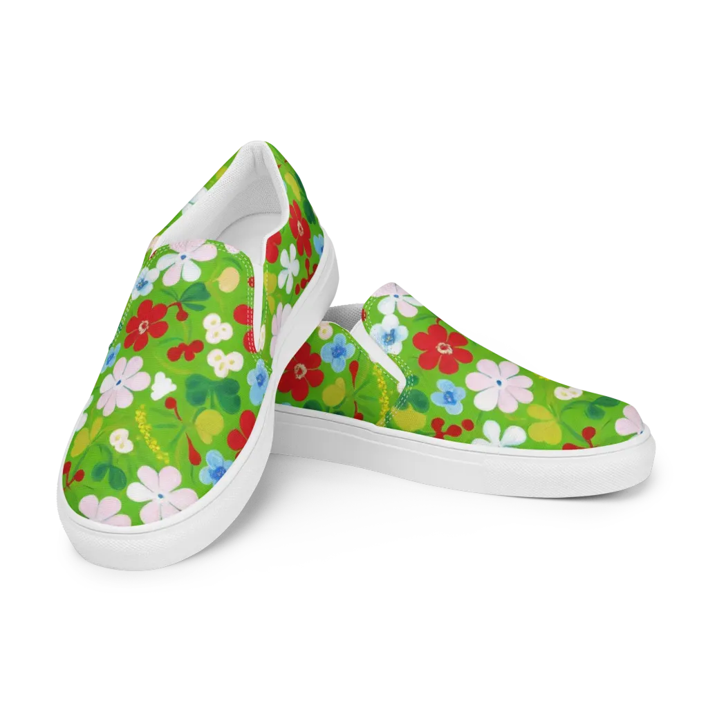 Verdant Gardenia on Women's Slip-On Canvas Shoes — Left Front