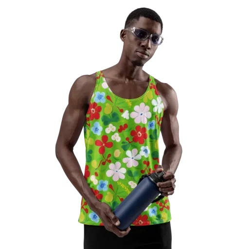 Verdant Gardenia on a Men's Tank Top