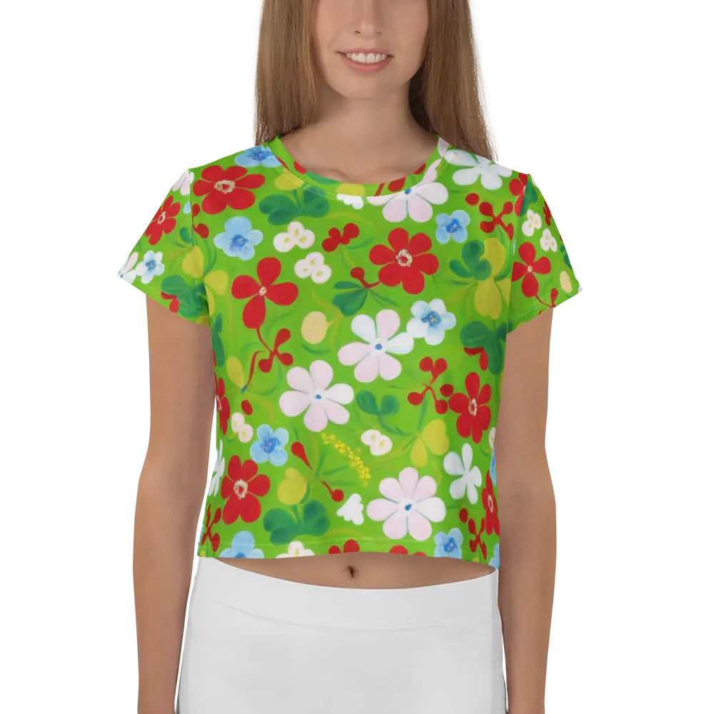 Verdant Gardenia on Crop Tee — Front