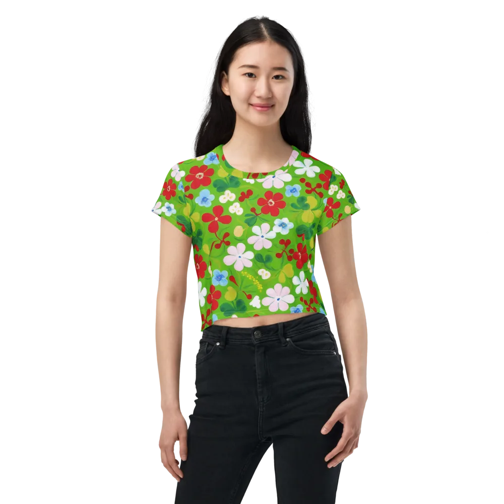 Verdant Gardenia on Crop Tee — Front