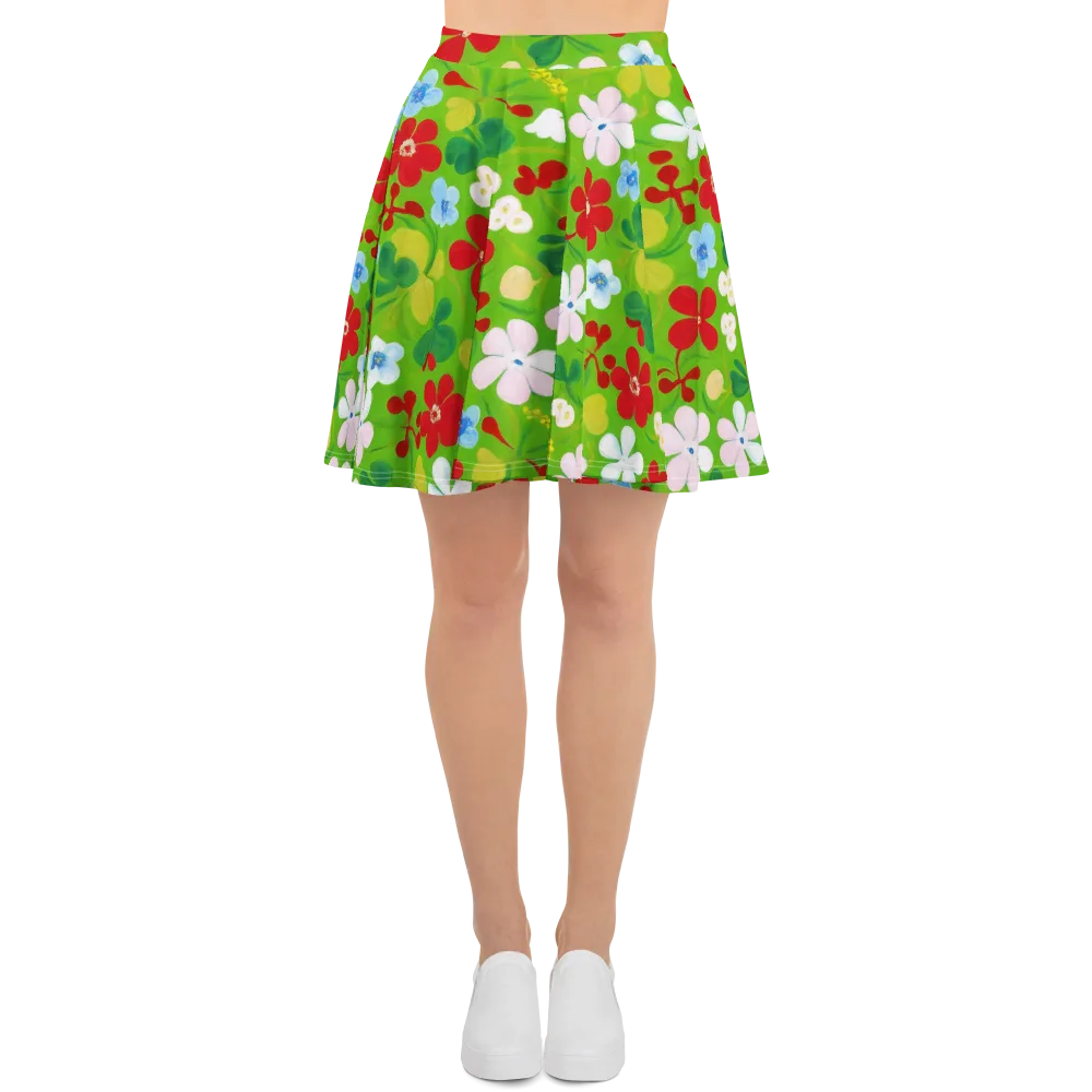 Verdant Gardenia on Skater Skirt — Front