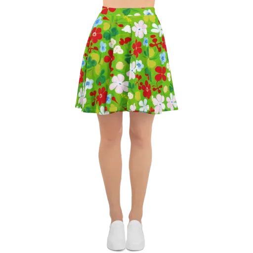 Verdant Gardenia on a Skater Skirt