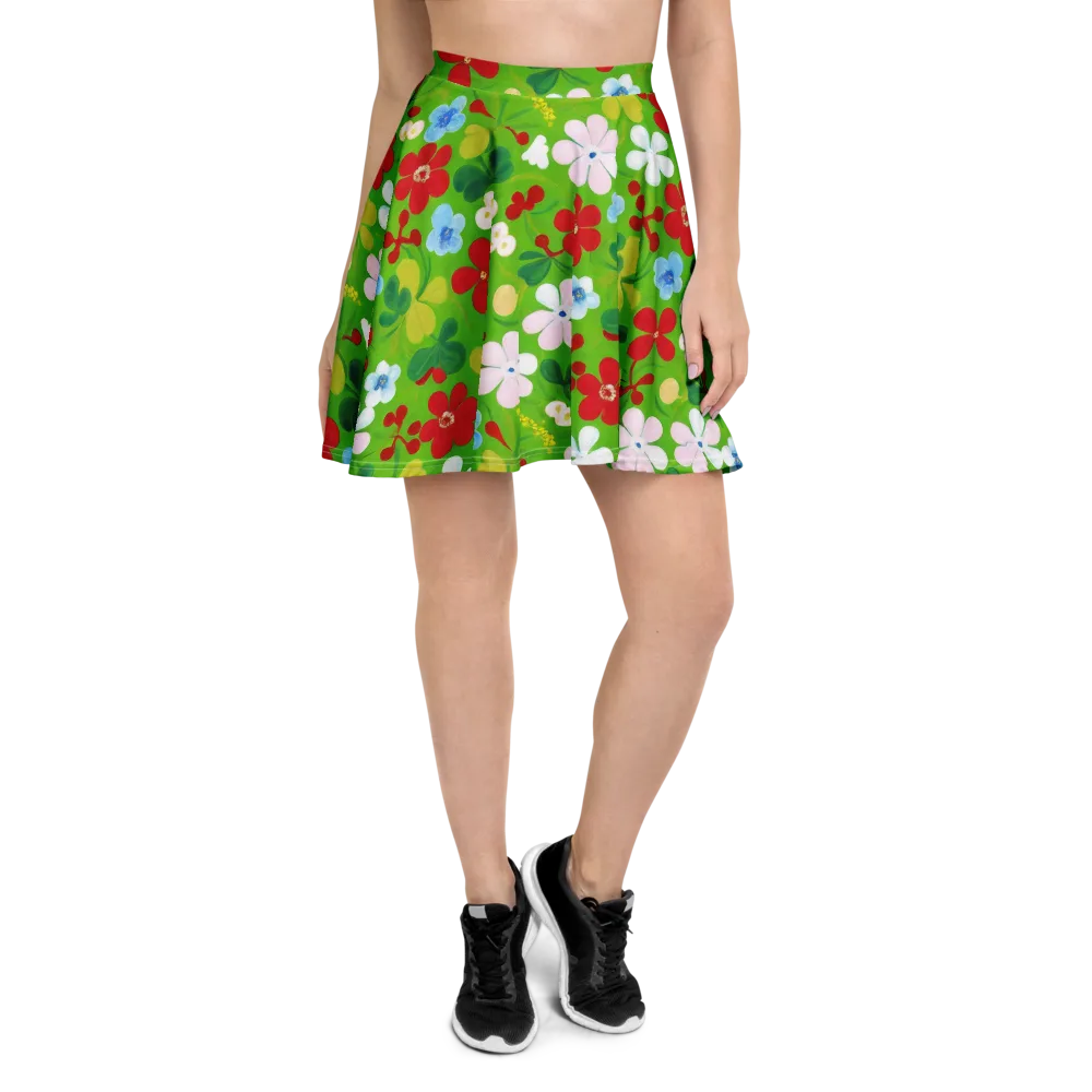 Verdant Gardenia on Skater Skirt — Front