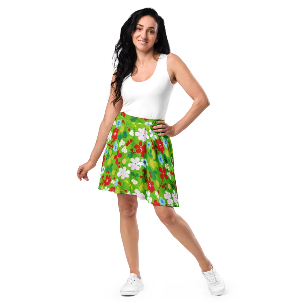 Verdant Gardenia on Skater Skirt — Front
