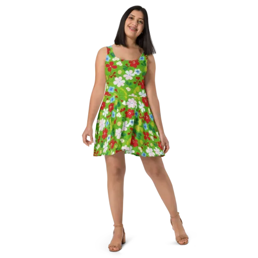 Verdant Gardenia on a Skater Dress
